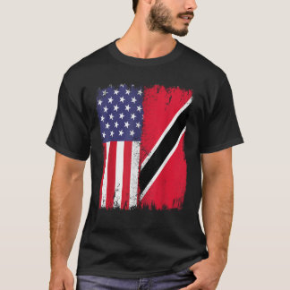 T-shirt Trinité-Et-Tobago Trini Racines Moitié États-Unis 