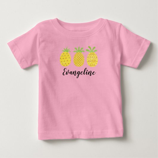 T-shirt trio ananas pour bébé filles aquarelle (Devant)