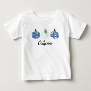 T-Shirt Trio Bleu Citrouille pour Bébé Fille