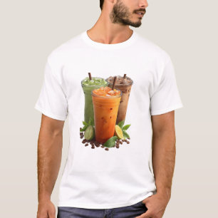 T-shirt Trio de café glacé - Amoureux du thé thaï Matcha M
