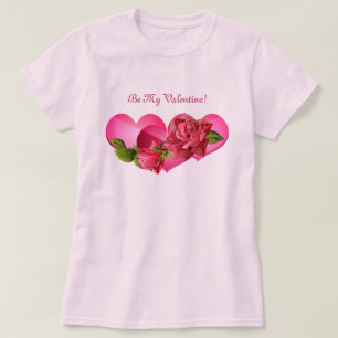 T-shirt Trio de coeur avec la Saint-Valentin rose de roses