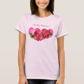 T-shirt Trio de coeur avec rose roses Saint Valentin (Devant)