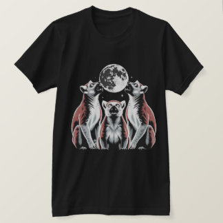 T-shirt Trio de lémuriens au clair de lune Graphique 