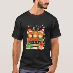 T-shirt Trio de Noël de Highland Cow Aquarelle de vacances