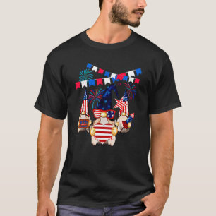 T-shirt Trio Gnomes 4 juillet Us Drapeau Amérique patrioti