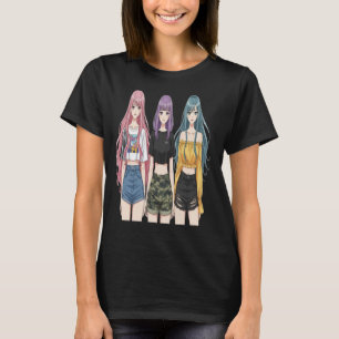 T-Shirt Trio Mode Anime Filles