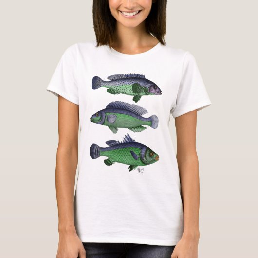 T-shirt Trio poisson bleu et vert (Devant)