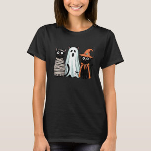 T-shirt Trio Rétro Drôle d'Halloween de Chat Noir Citrouil