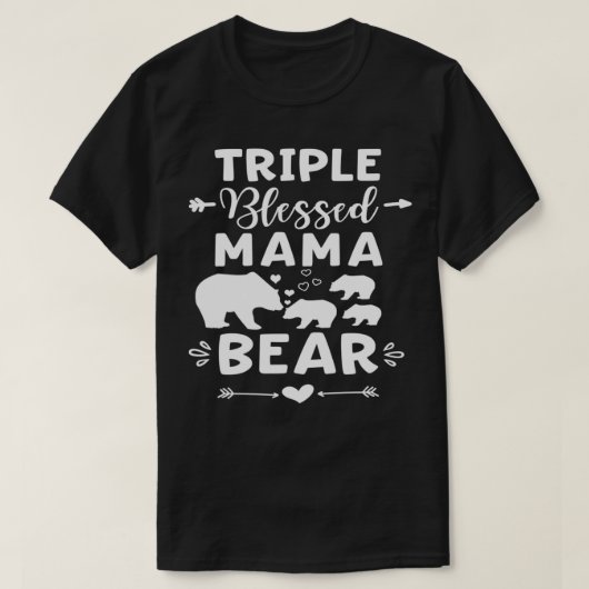 T-shirt Triple Bienheureux Mama Ours Coeur & Flèche Trois  (Design devant)