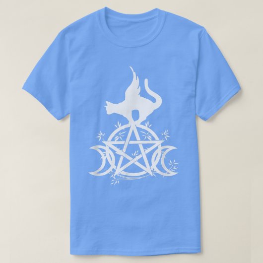 T-shirt Triple Moon Witchcraft Pentacle Witch Cat Moon Die (Design devant)