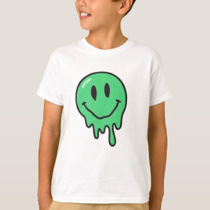 T-shirt Trippy Dripping Green Melting Smiley Face Esthétiq