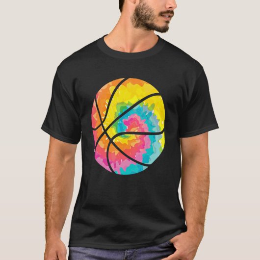 T-shirt Trippy Rainbow Hippie Tie Dye Basketball (Devant)