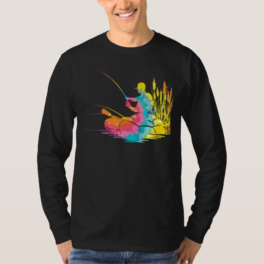 T-shirt Trippy Rainbow Hippie Tie Dye Fishing (Devant)