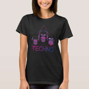 T-shirt Trippy Techno Glitch Monkey Dj Party Raver Festiva