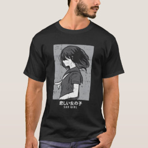 T-shirt Triste fille Anime Goth Esthétique Manga Japonais