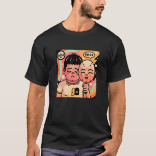 T-shirt Triste Garçon Prétendant Qu'Il Est Ok Illustration