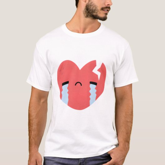 T-shirt Triste Pleure Rompu Doodle Coeur (Devant)