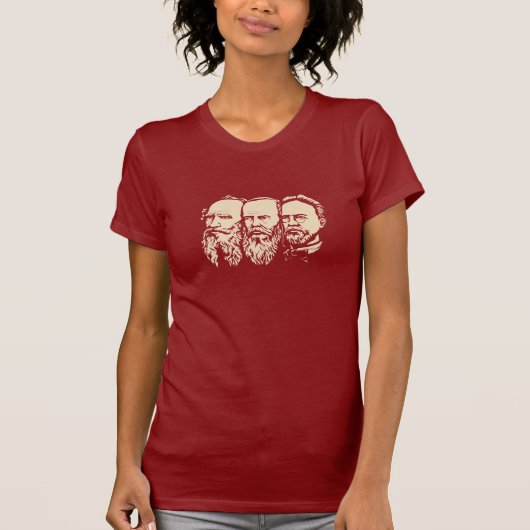 T-shirt Troïka russe : Tolstoï, Dostoïevski, Chekhov (Devant)