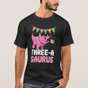 T-shirt Trois A Saurus Dinosaur Cute Kiddo Tricératops