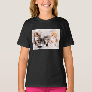 T-shirt Trois belles chatons mignonnes aquarelle