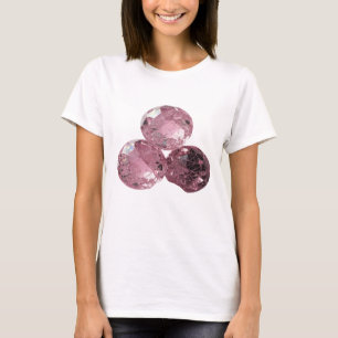 T-shirt Trois Boules de Verre Roses Argent Attrayantes