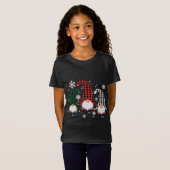 T-Shirt Trois Buffalo Gnomes Plaid Christmas Snowflakes (Devant entier)