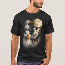 Trois canards blancs sous la pleine lune, art faun