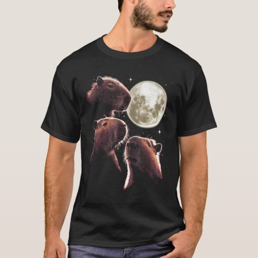 T-shirt Trois Capybara Moon Funny Capybara Mème Mystique C (Devant)