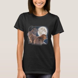 T-shirt Trois Capybaras et la lune amusant Capybara Humour