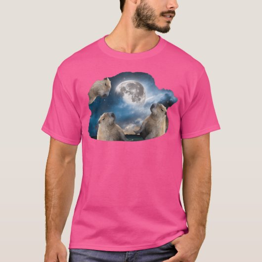 T-shirt Trois Capybaras Et Lune (Devant)