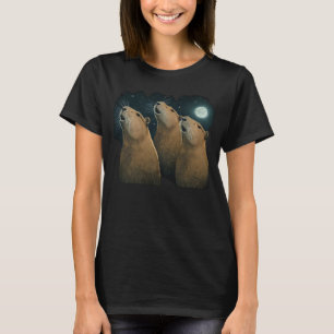 T-shirt Trois Capybaras et Lune Capibara Capybara Costum