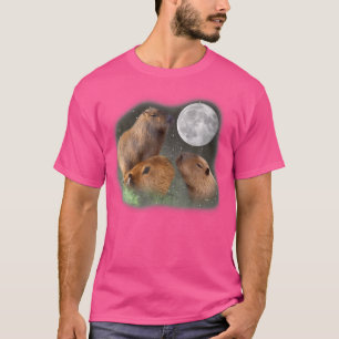 T-shirt Trois Capybaras Lune. Drôle mignon Parodie animal