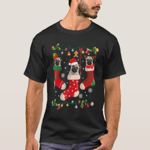 T-shirt Trois Carlins En Sock Noël Père Noël X mas Chien