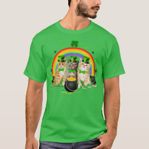 T-shirt Trois Chat Jour de la Saint Patrick Kitty Kitten L