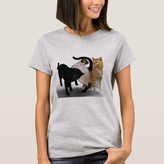 T-shirt Trois Chats À L'Avant Et Au Dos (Devant)