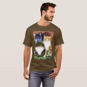 T-shirt Trois chats avec une attitude (Devant entier)