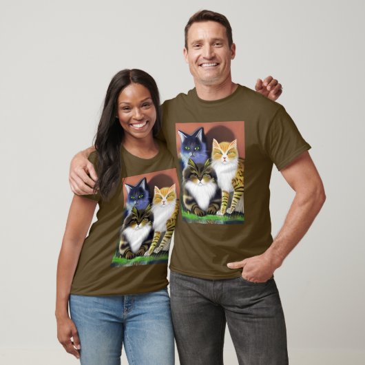 T-shirt Trois chats avec une attitude (Unisexe)