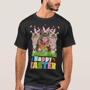 T-shirt Trois chats de lapin persan et panier d'oeufs de P