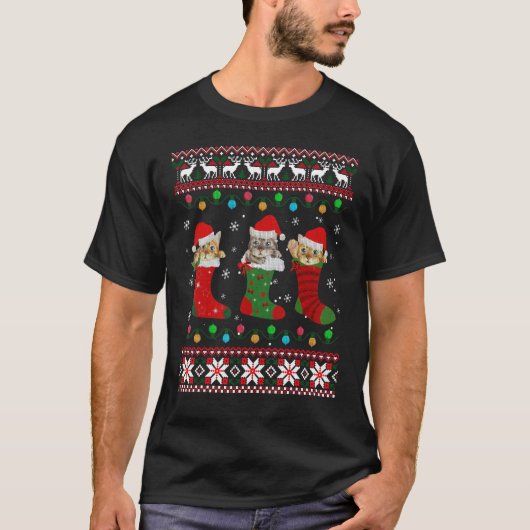 T-shirt Trois Chats En Chaussettes Drôle Chat De Noël Doul (Devant)