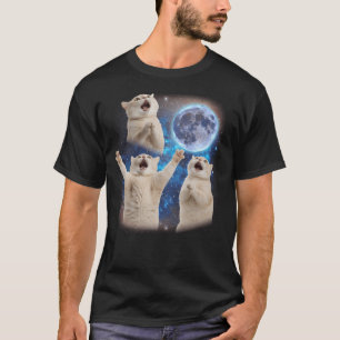T-shirt Trois Chats hurlant Sur La Lune Mème Étrange Chat
