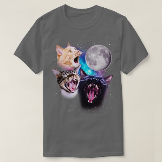 T-shirt Trois chats hurlent à la lune (Design devant)