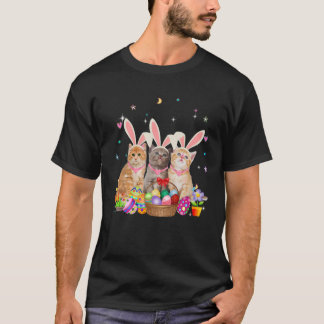 T-shirt Trois chats Jour de Pâques Oeufs de lapin Costume
