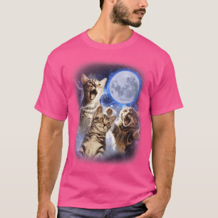 T-shirt Trois chats Lune 3 chats Loups mignons Kitten chat
