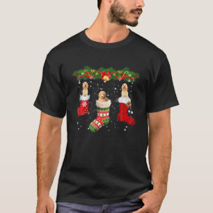 T-shirt Trois Chien Goldendoodé En Sock Noël Chapeau Père