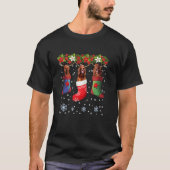 T-shirt Trois Chien Irlandais Setter En Sock Noël Chapeau  (Devant)