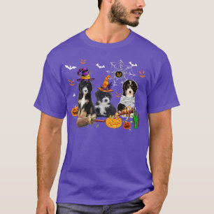 T-shirt Trois Chiens Bernedoodle sorcier Halloween maman e