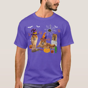 T-shirt Trois Chiens Chow Chow Sorcière Halloween maman Ef