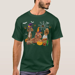 T-shirt Trois Chiens de caniche Sorcière Halloween maman P