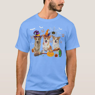T-shirt Trois Chiens de Corgi sorcier Halloween maman Pump