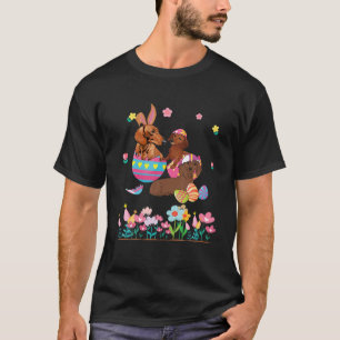 T-shirt Trois Chiens De Lapin En Fleurs D'Oeufs De Pâques
